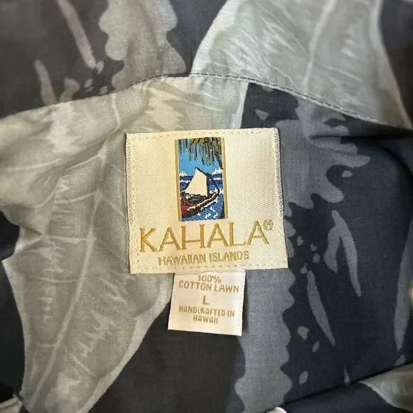Kahala Hawaiian Shirt Large Made In USA Cotton Lawn Vintage